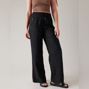 🖤 Athleta Cabo Linen Wide Leg Pants Black Size 16